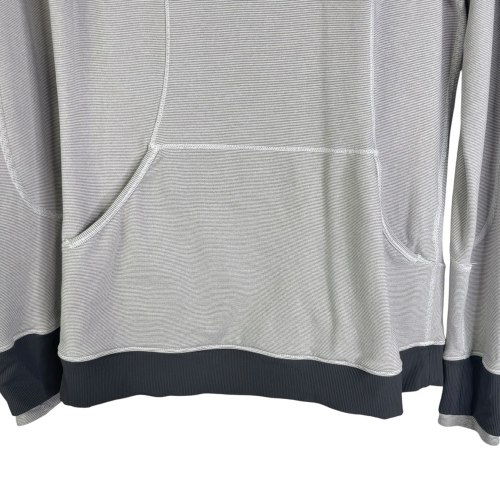Lululemon Base Runner Hoodie Workout Wee Stripe White Heathered Medium Grey 8 - Picture 4 of 13